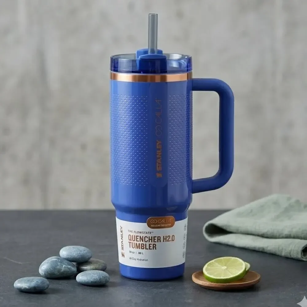 NEW Stanley Quencher H2.0 30oz Tumbler CALIA Exclusive Textured Navy Blue Cup - Picture 4 of 10